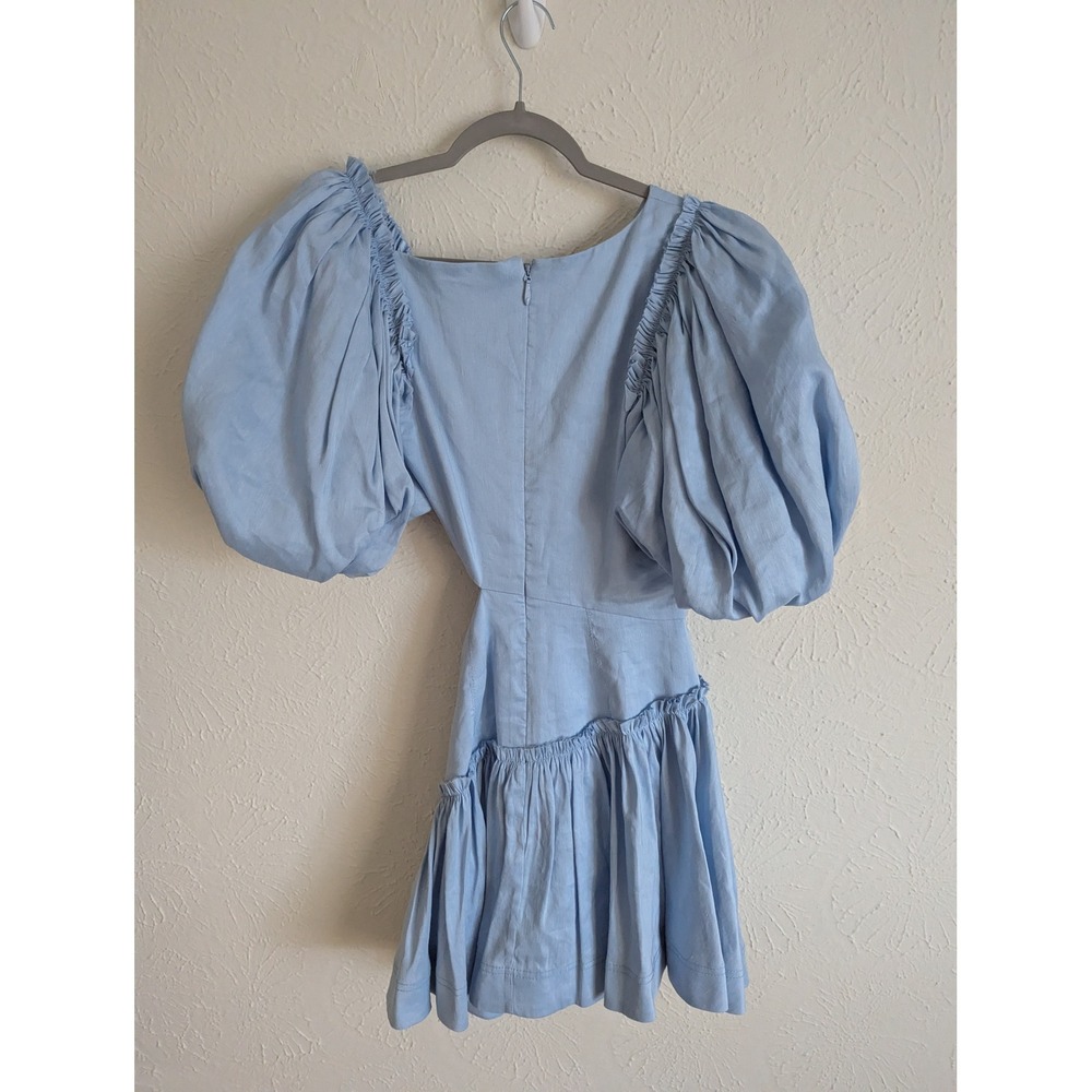 Aje Chateau puff sleeve mini dress size AU 8 US 4 linen blend powder blue $495 - Picture 5 of 8